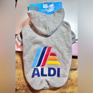 ALDI Gear Dog Cat Sweatshirt Sweater Hoodie Gray With Logo Large New